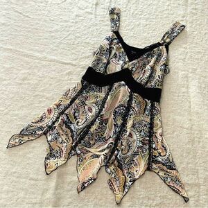 Separates By New York City Design Small Tank Top Lined Paisley V Neck Waist Tie